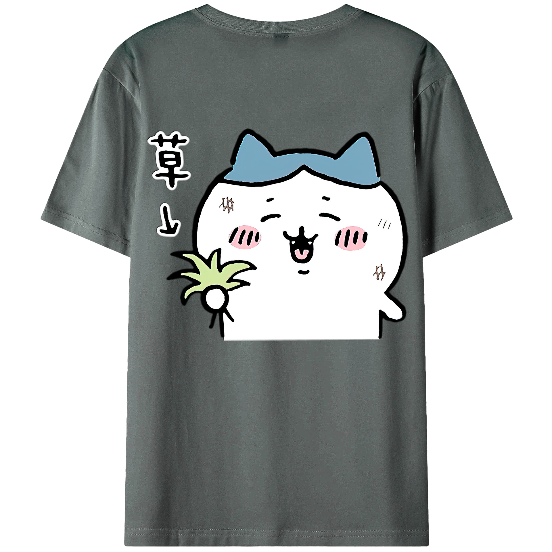 （画像用） ちいかわ ハチワレ Chii-kawa hachiware 綿100％ メンズ半袖Tシャツ（バックプリント） 通気性
